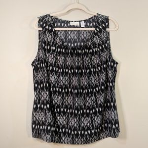 CHICOS | Black & White Sleeveless Blouse Ikat 3